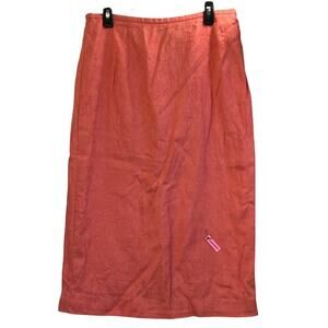 Plaza South Womens 16 Orange Back Slit Linen Blend Skirt Office Wear FLAW